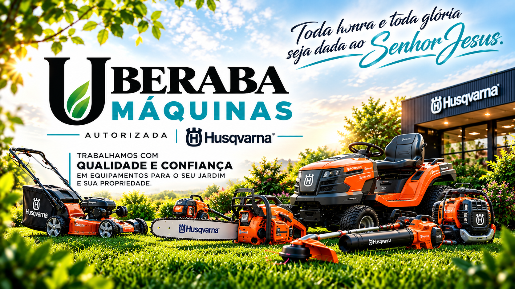 Uberaba Máquinas — Autorizada Husqvarna. Toda honra e toda glória seja dada ao Senhor Jesus.